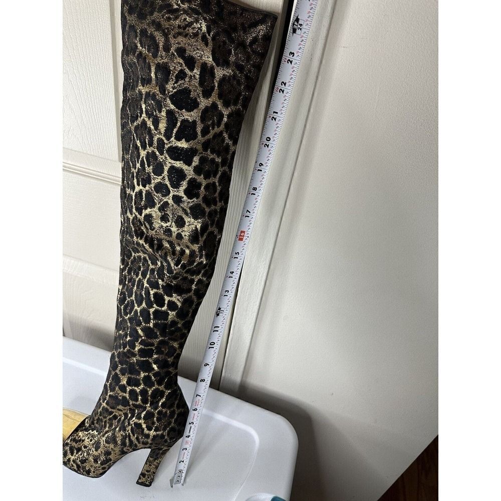 Saint Laurent Gold and Black Over the Knee Boots - Picture 11 of 14